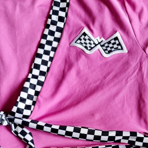 Pink and white cosplay / dress-up costume, car racing flag girl top fits AU 6-14 - Picture 6 of 6